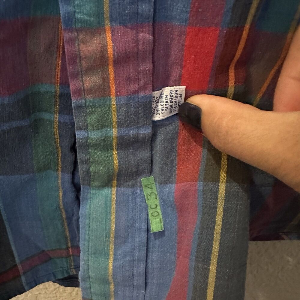 Ralph Lauren Blue label Plaid Shirt Vintage Blue And Red Mens Large Shirt Sleeve - Picture 3 of 5